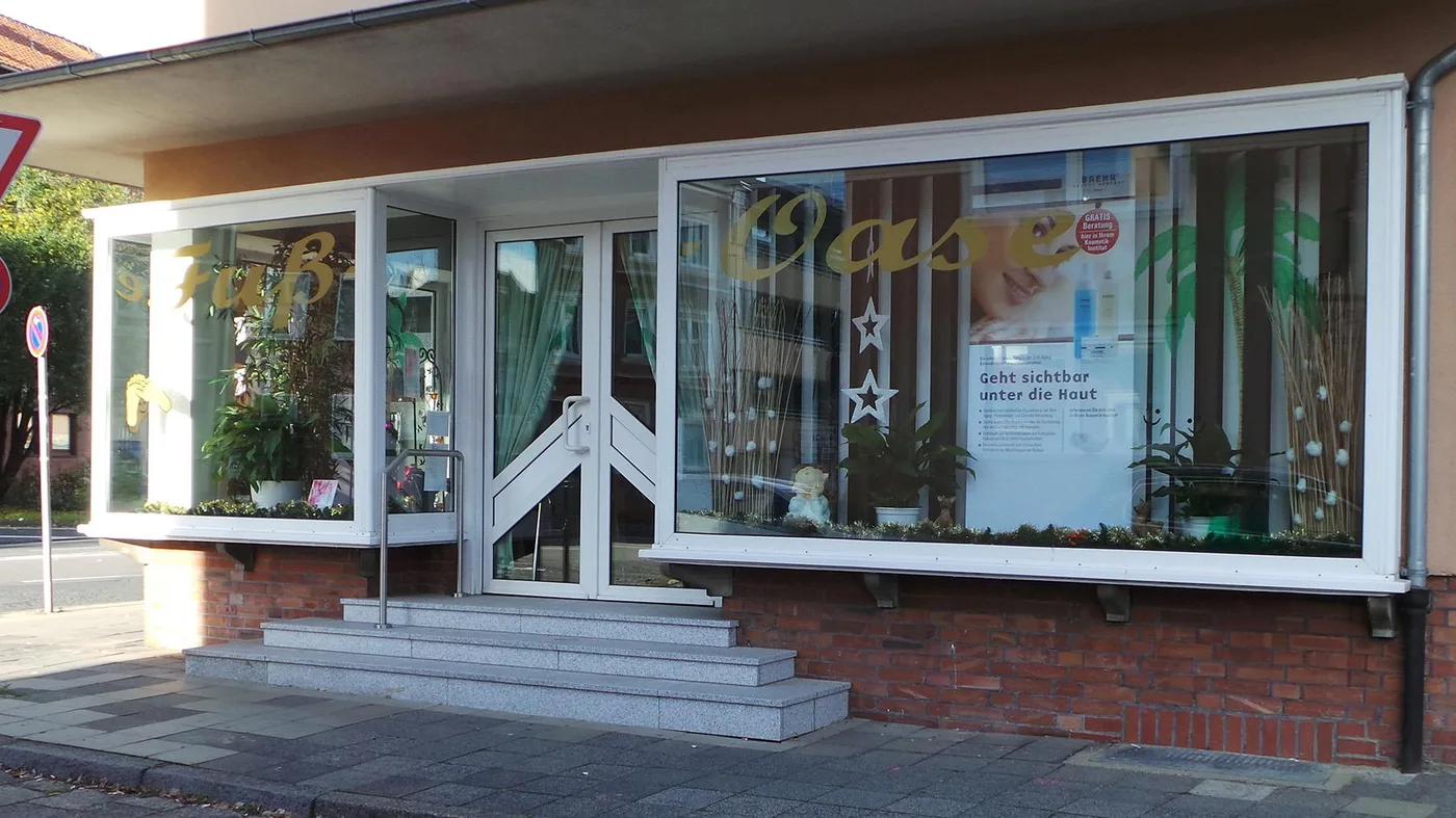 Die Fuß-Oase in Hildesheim – Schaufenster mit Eingang